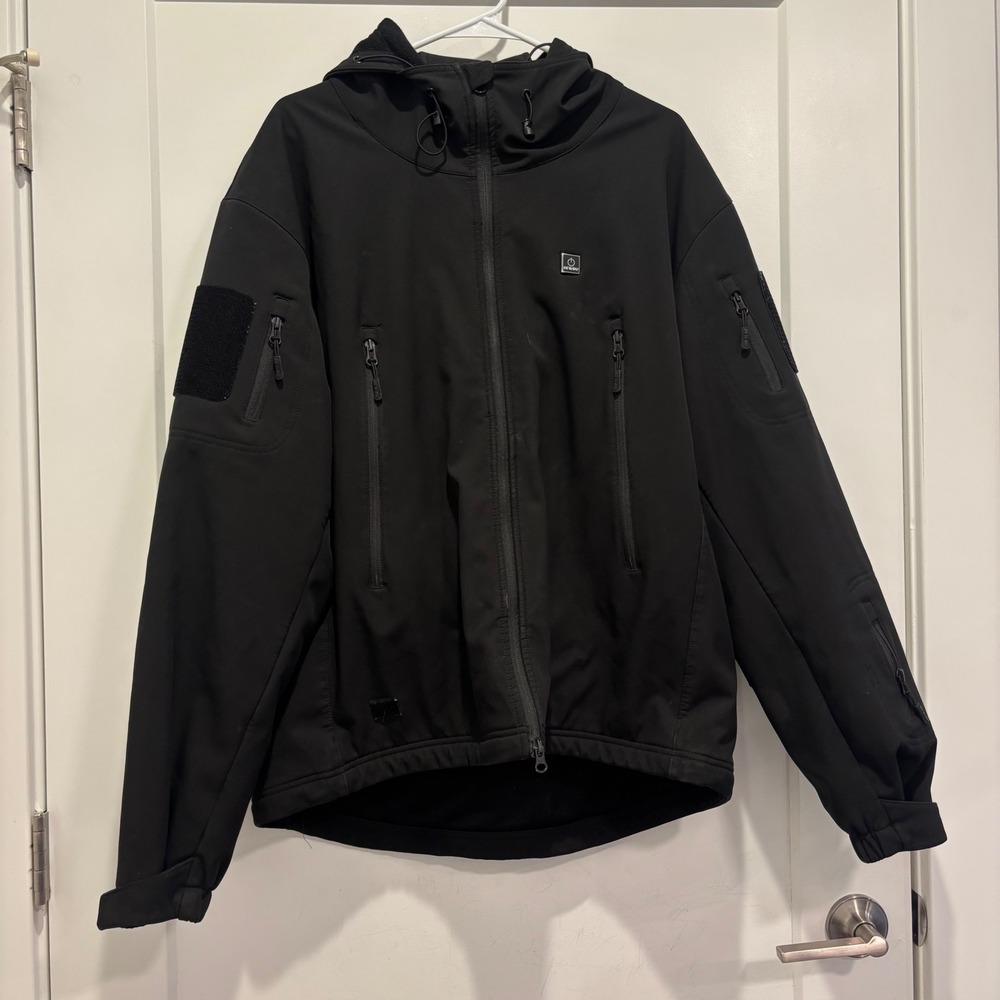 DEWBU Electric Heat 12V Softshell Heated Jacket Black Hooded Mens XL DB-12